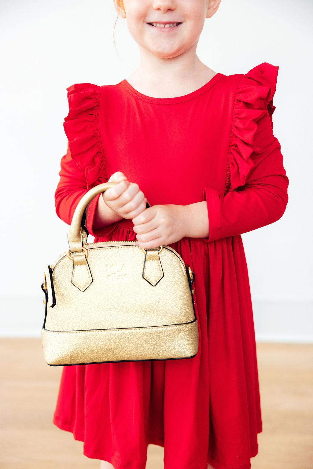 Red L/S Ruffle Twirl Dress-Mila & Rose ®