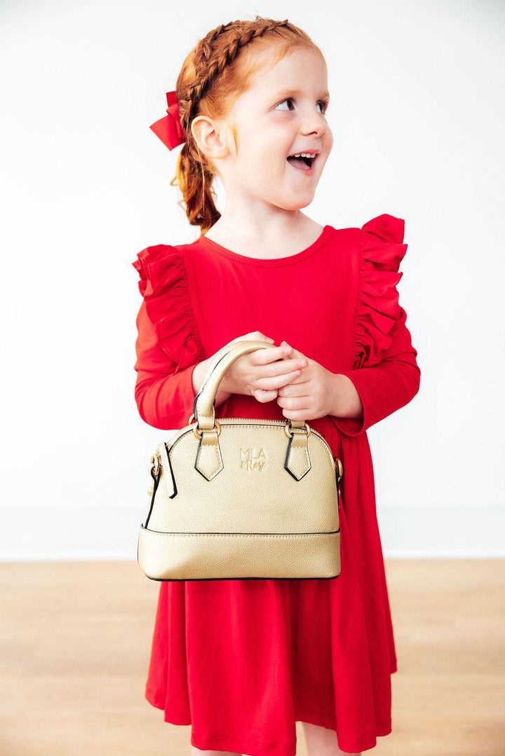 Red L/S Ruffle Twirl Dress-Mila & Rose ®