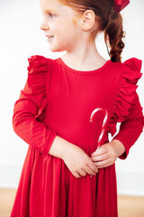 Red L/S Ruffle Twirl Dress-Mila & Rose ®