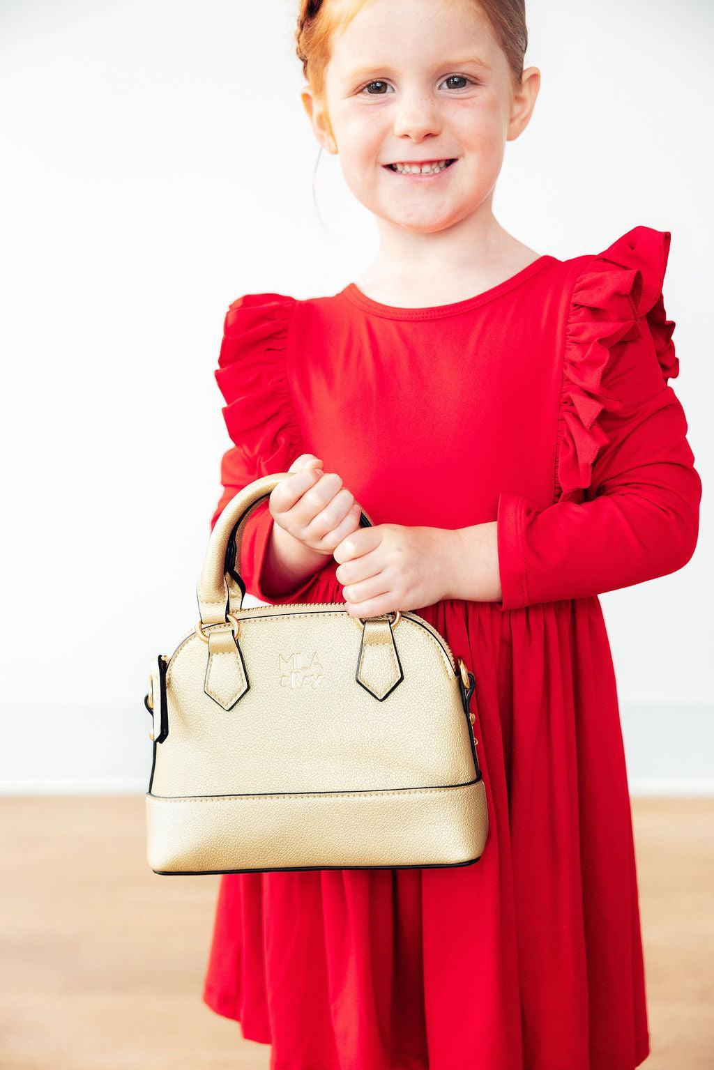 Red L/S Ruffle Twirl Dress-Mila & Rose ®