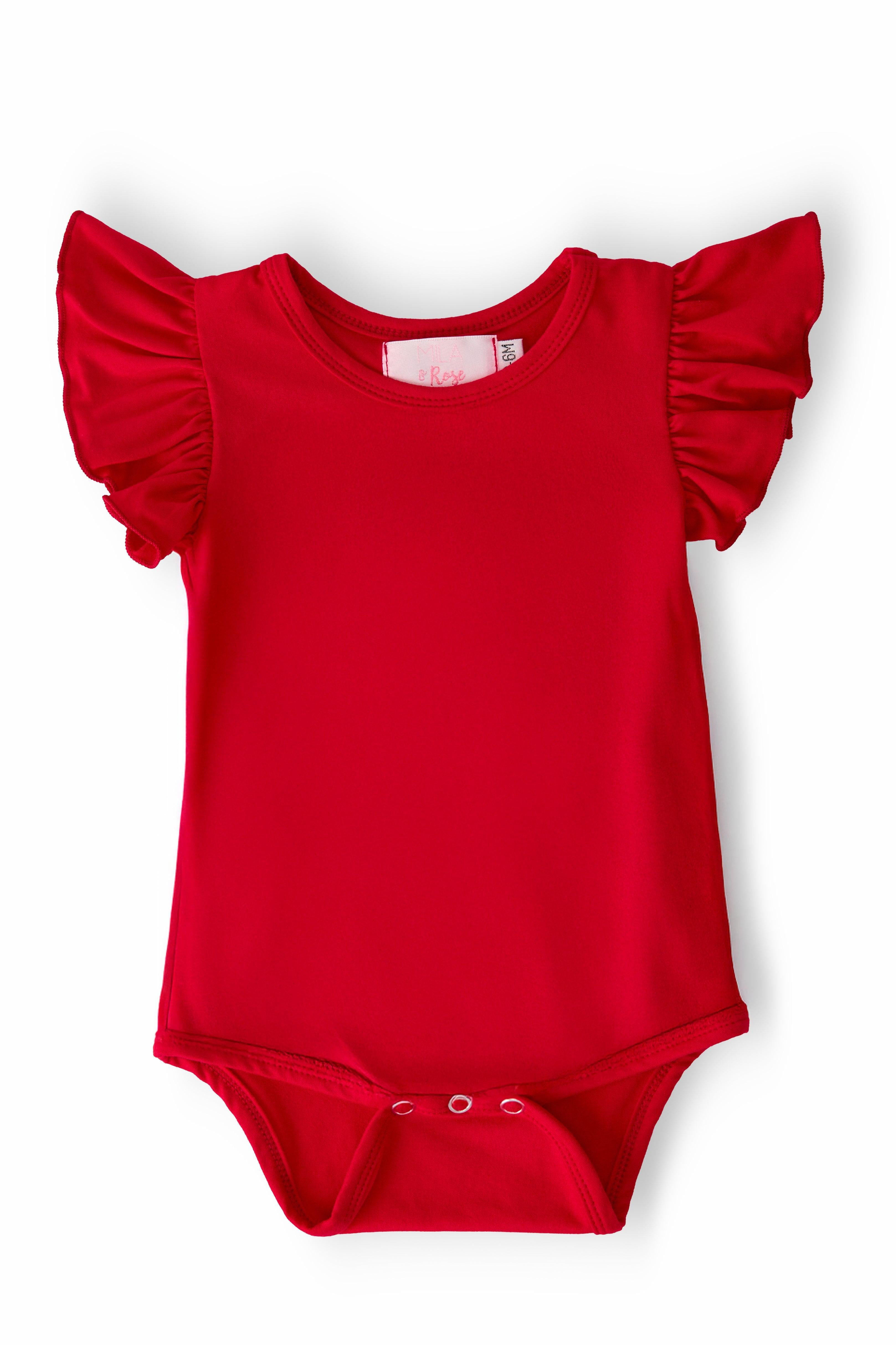 Red S/S Flutter Bodysuit-Mila & Rose ®