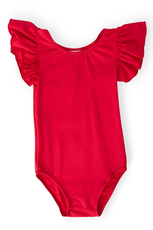 Red S/S Flutter Sleeve Leotard-Mila & Rose ®