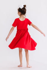 Red S/S Pocket Twirl Dress-Mila & Rose ®