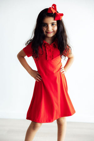 Red S/S Polo Dress-Mila & Rose ®