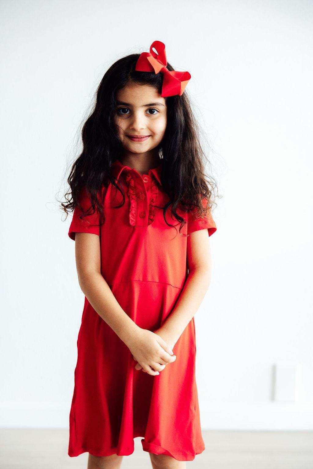 Red S/S Polo Dress-Mila & Rose ®