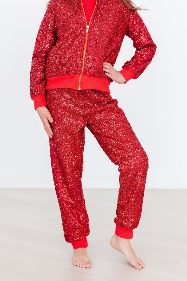 Red Sequin Joggers-Mila & Rose ®