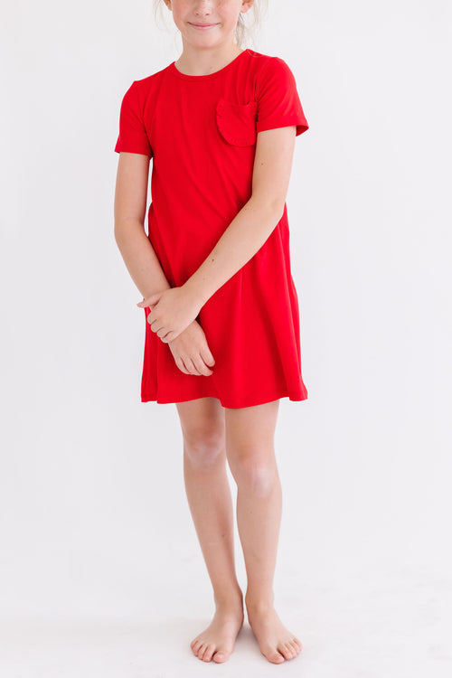 Rosé Twirl Mini Dress Red main image 0