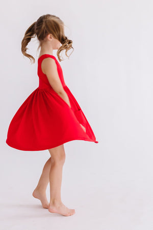 Girls' Red Tank Pocket Twirl Dress Size: 3T Toddler By Mila & Rose