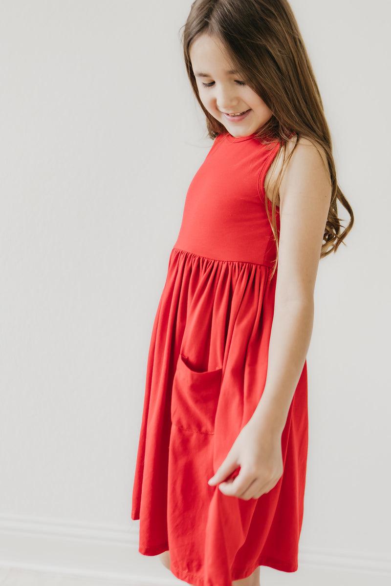 red pocket dress Loft Poplin Bustier Midi Pocket Dress Size 4 Ladybug Women's