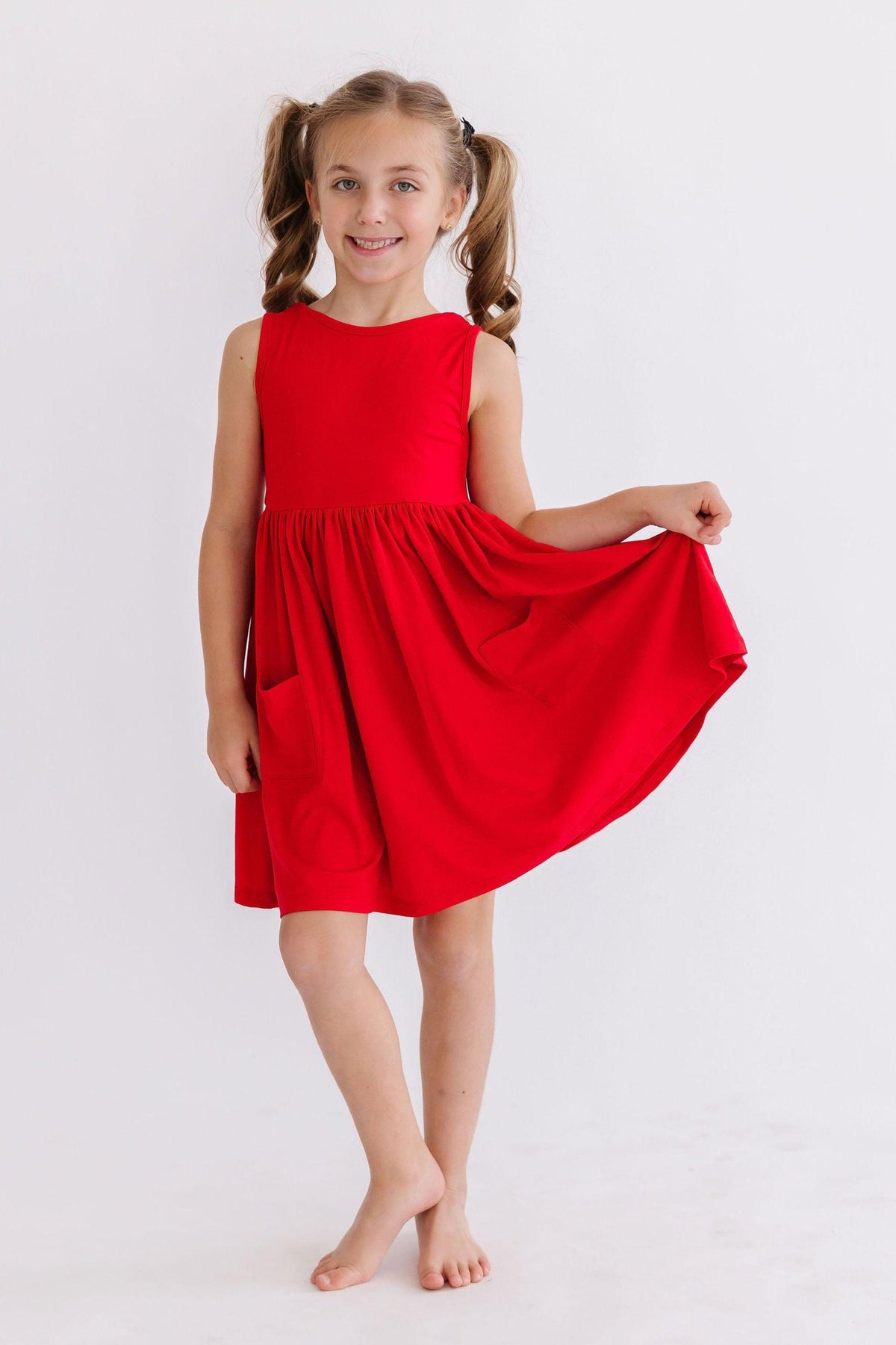 Girls' Red Tank Pocket Twirl Dress Size: 3T Toddler By Mila & Rose