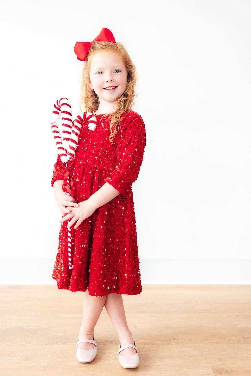 Red Velvet Sequin Dress-Mila & Rose ®
