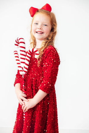 Red Velvet Sequin Dress-Mila & Rose ®