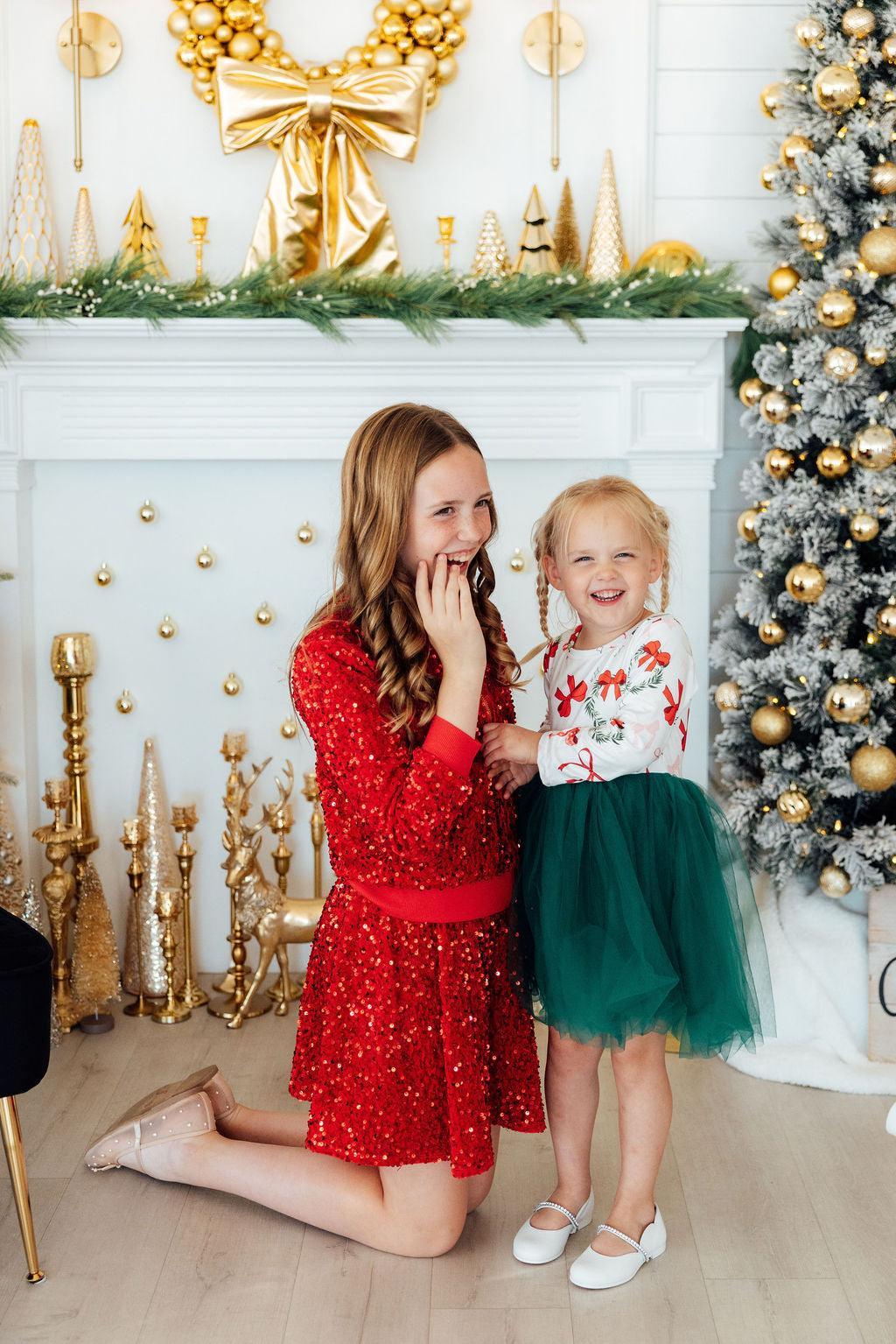 Red Velvet Sequin Twirl Skort-Mila & Rose ®