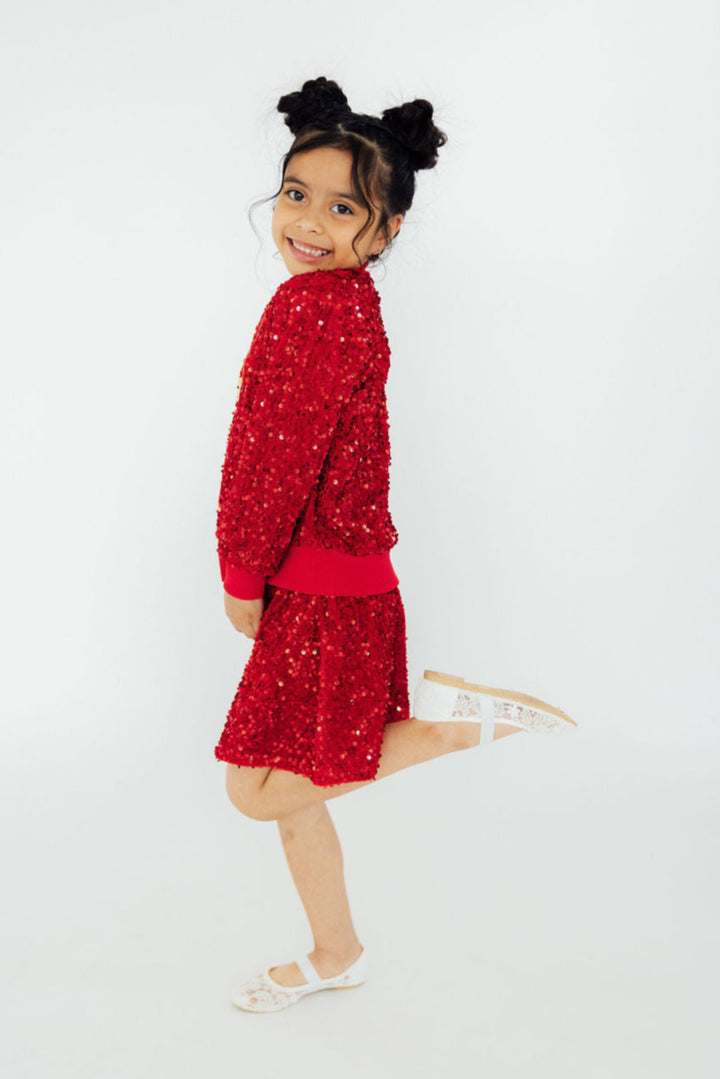 Red Velvet Sequin Twirl Skort-Mila & Rose ®