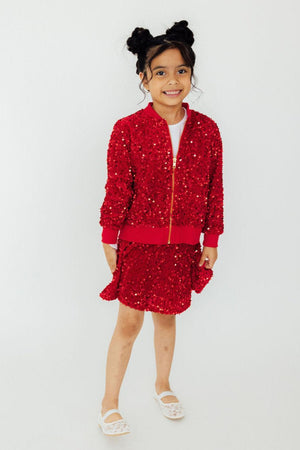 Red Velvet Sequin Twirl Skort-Mila & Rose ®