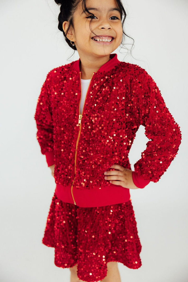 Red Velvet Sequin Twirl Skort-Mila & Rose ®