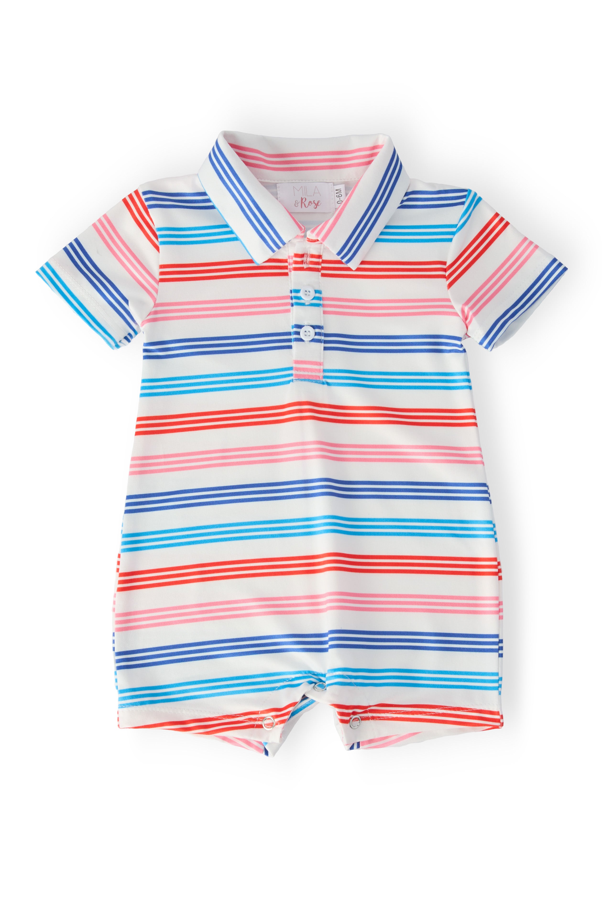 Red, White & Stripe Polo Shorty One-Piece-Mila & Rose ®