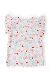 Red, White, & Sweet S/S Ruffle Tee-Mila & Rose ®