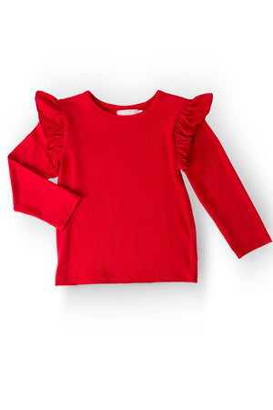 Red L/S Ruffle Tee-Mila & Rose ®