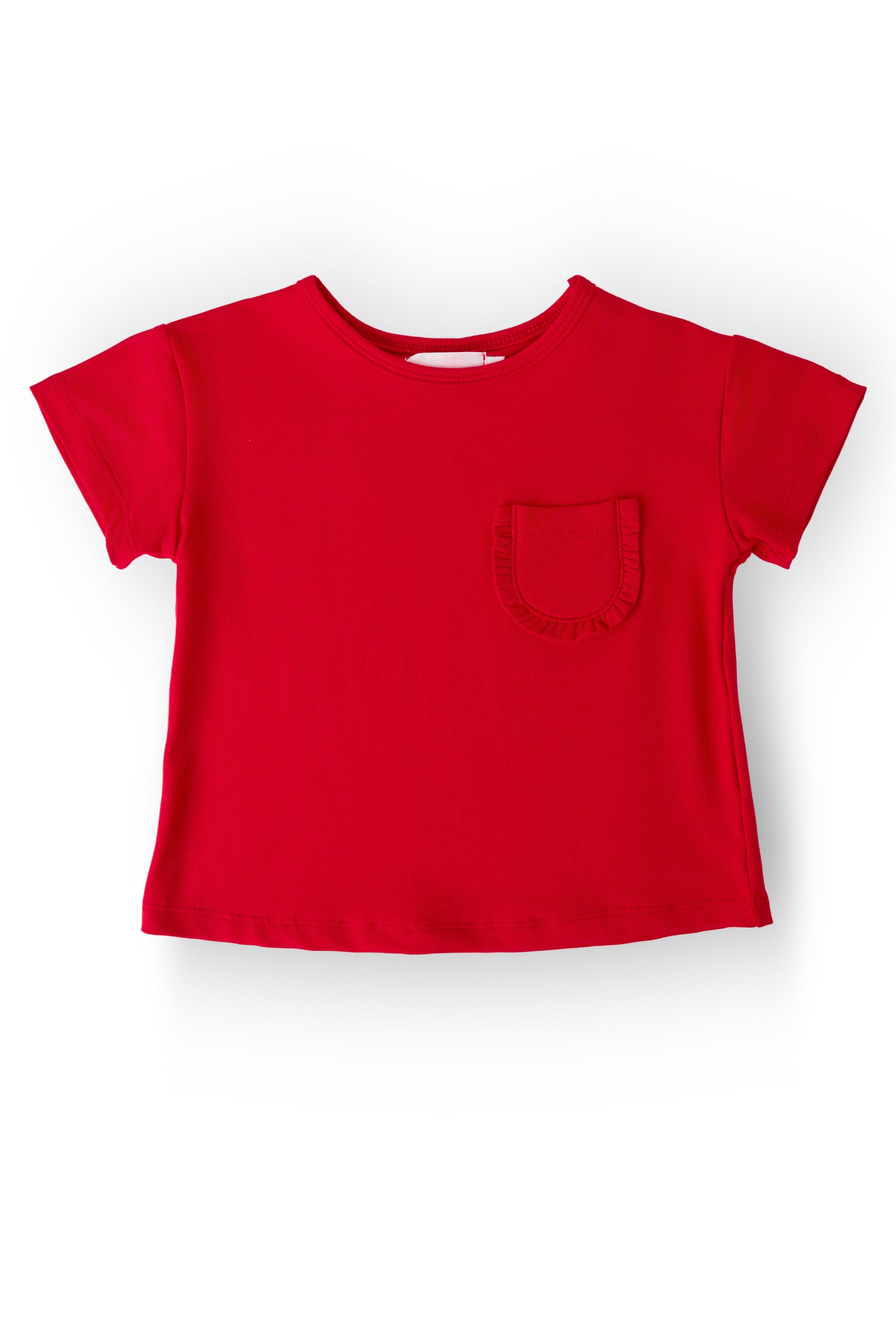 Red Ruffle Pocket Tee-Mila & Rose ®