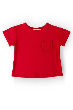 Red Ruffle Pocket Tee-Mila & Rose ®