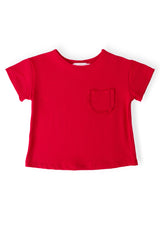 Red Ruffle Pocket Tee-Mila & Rose ®