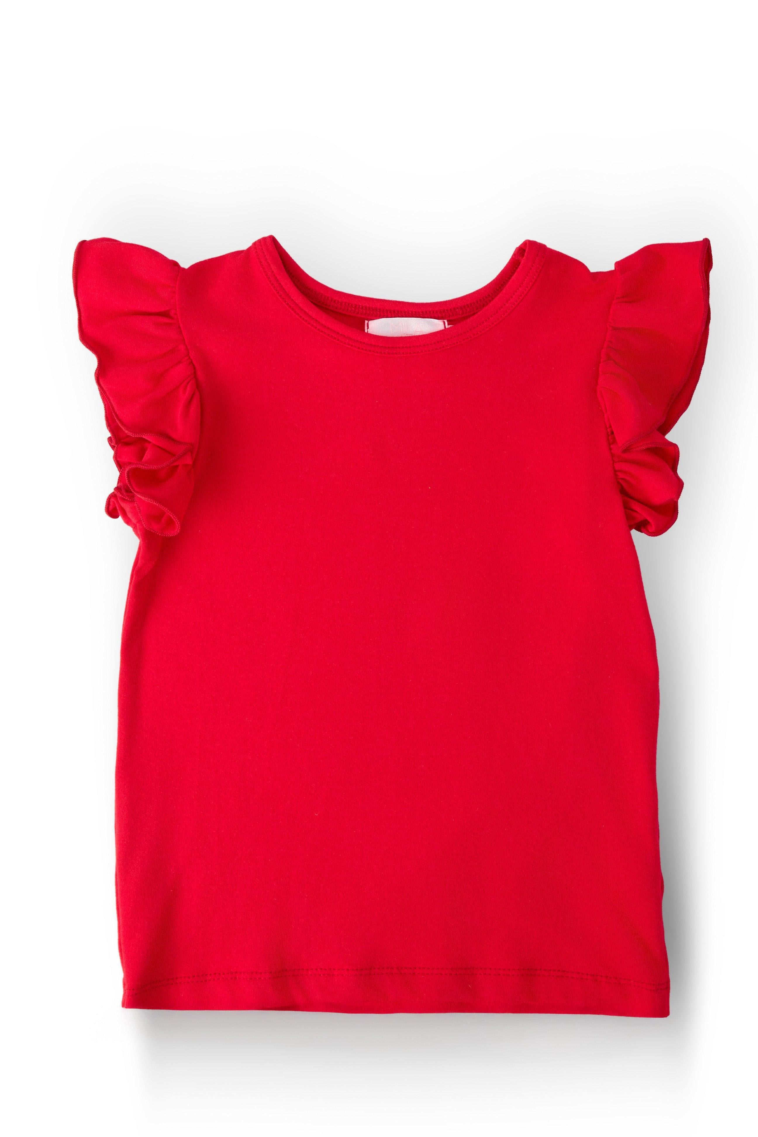 Red S/S Ruffle Tee-Mila & Rose ®