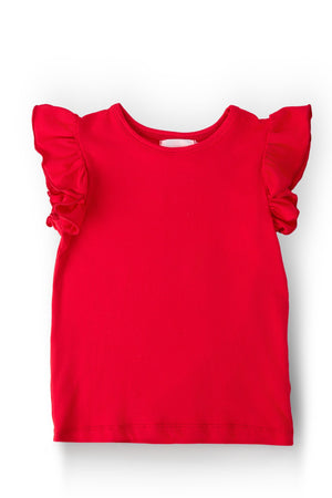 Red S/S Ruffle Tee-Mila & Rose ®
