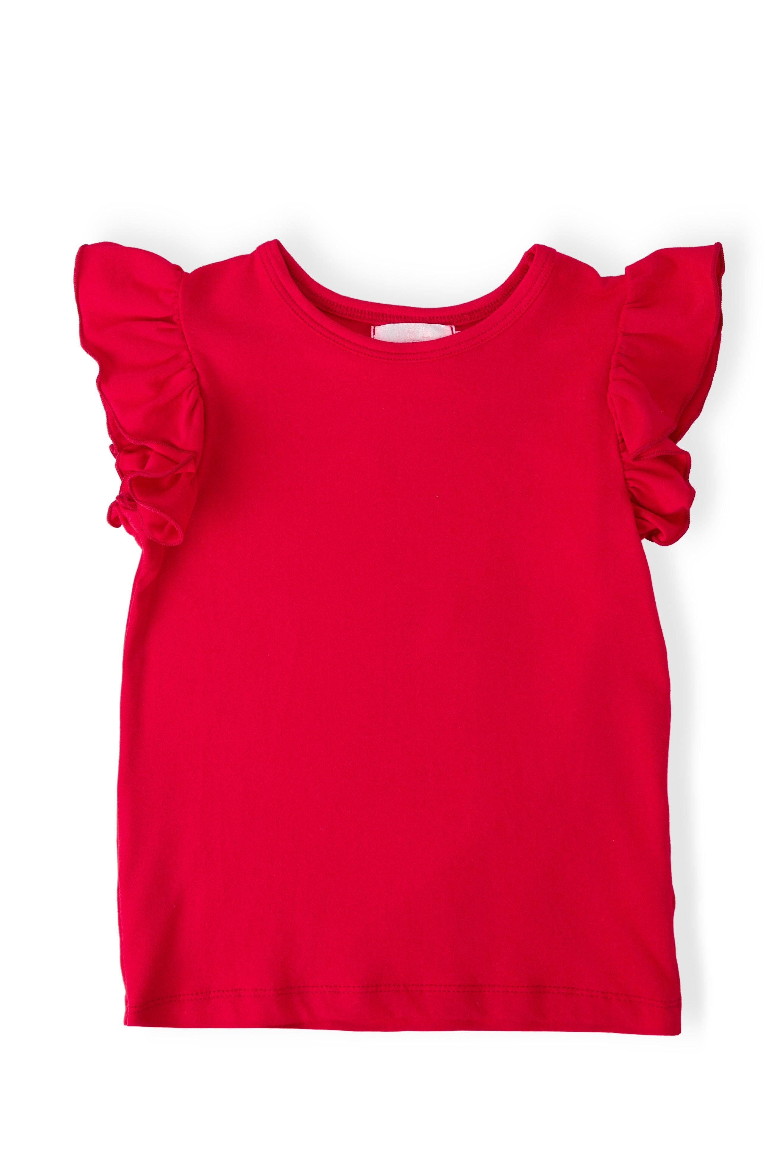 Red S/S Ruffle Tee-Mila & Rose ®