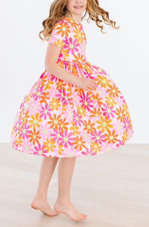 Retro Daisies S/S Pocket Twirl Dress-Mila & Rose ®