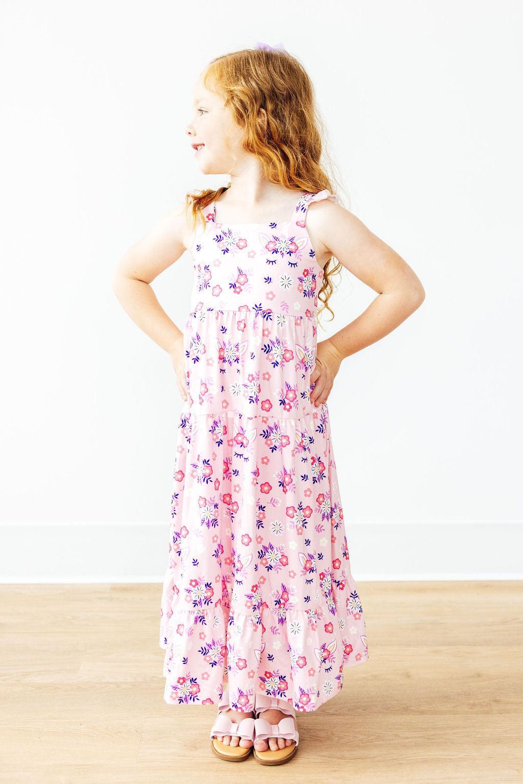 Girls' Retro Daydream Ruffle Maxi Dress Size: 4T Toddler By Mila & Rose Girls' Retro Daydream Ruffle Maxi Dress Size: 4T Toddler By Mila & Rose