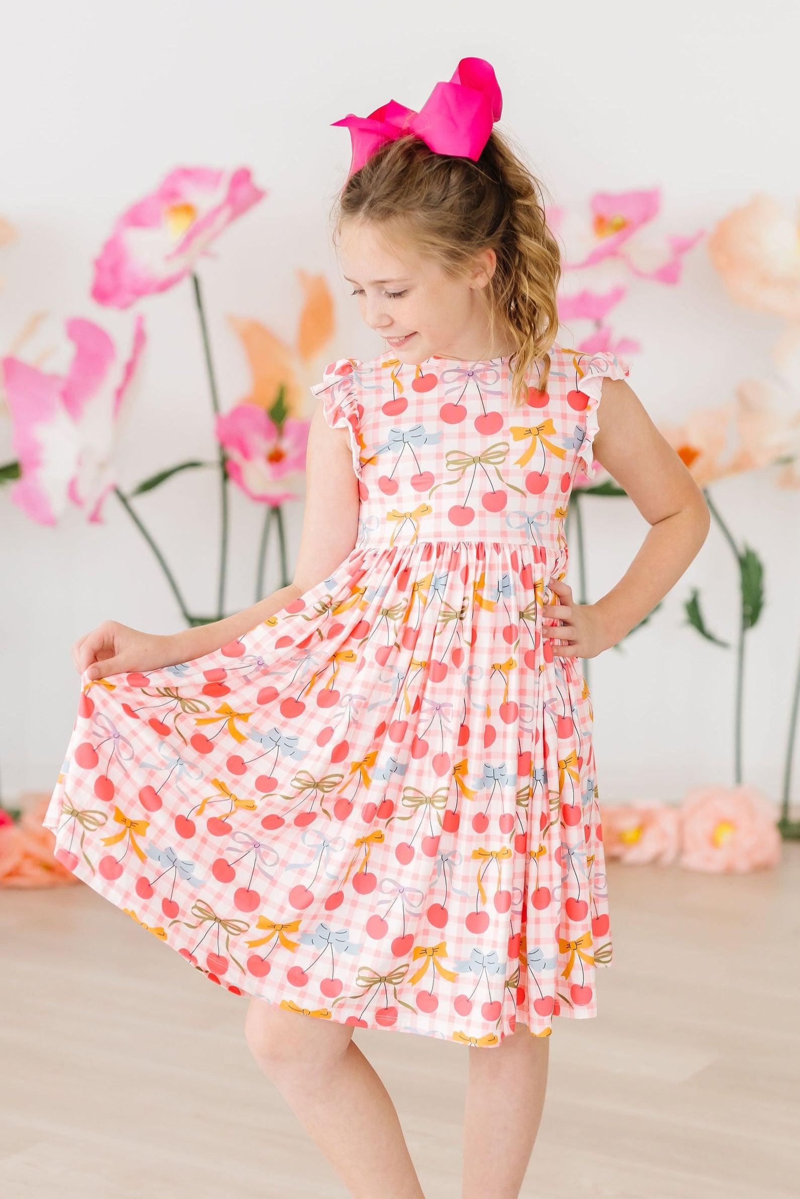 Retro Picnic Flutter Sleeve Twirl Dress 5/6