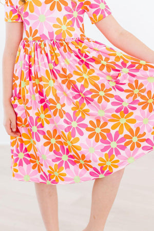 Retro Daisies S/S Pocket Twirl Dress-Mila & Rose ®
