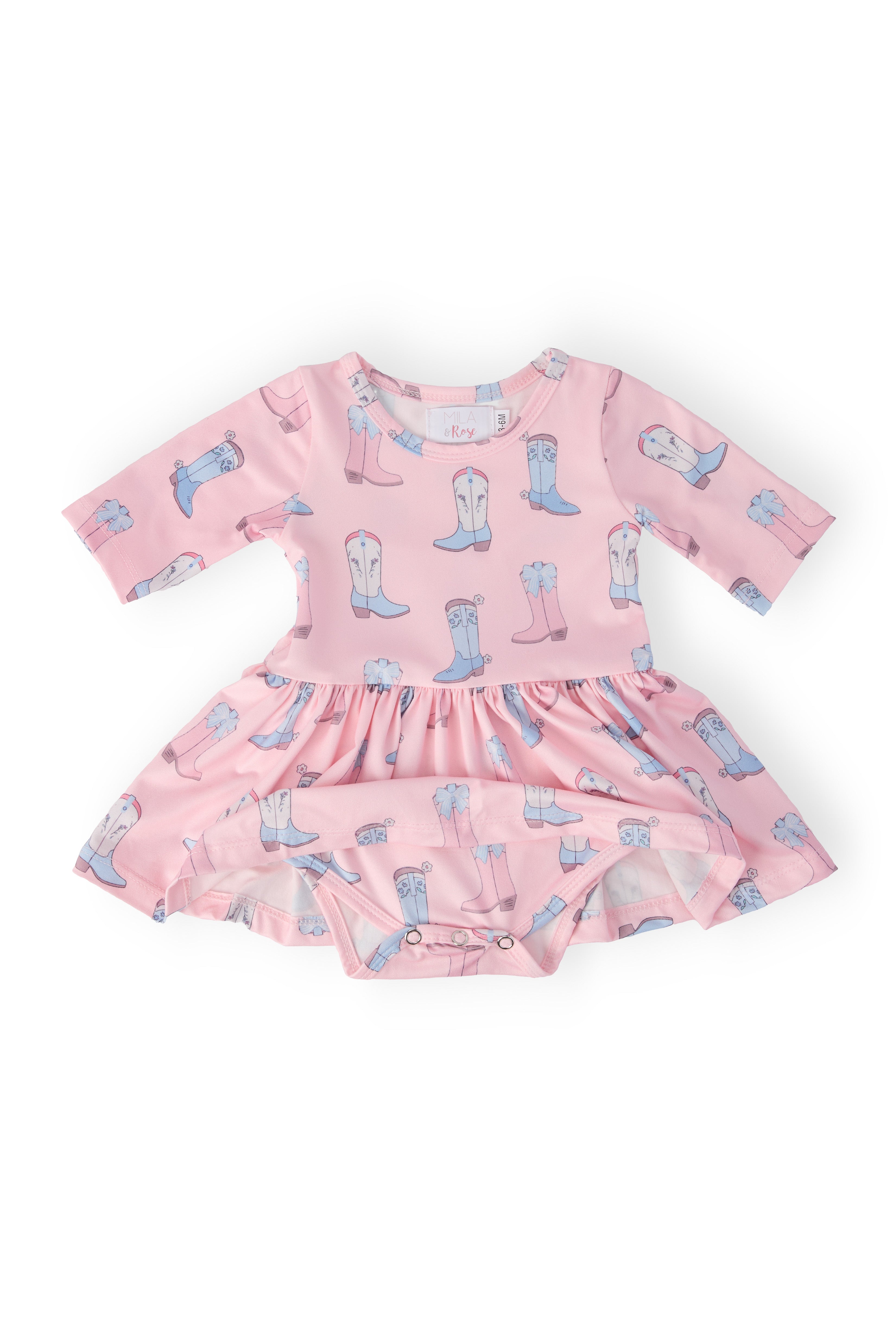 Ribbons & Rodeos 3/4 Sleeve Twirl Bodysuit-Mila & Rose ®