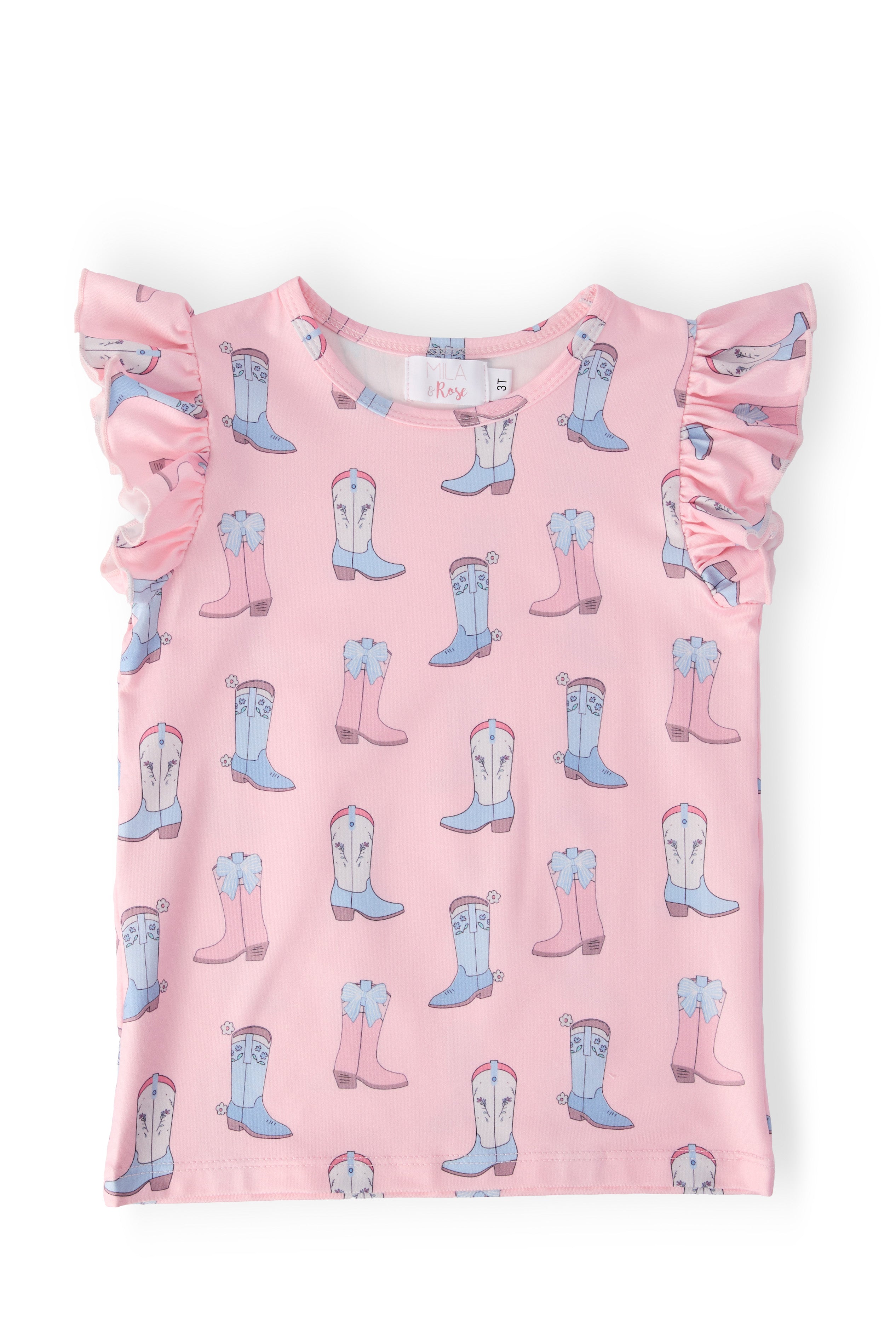 (S) Ribbons & Rodeos S/S Ruffle Tee-Mila & Rose ®