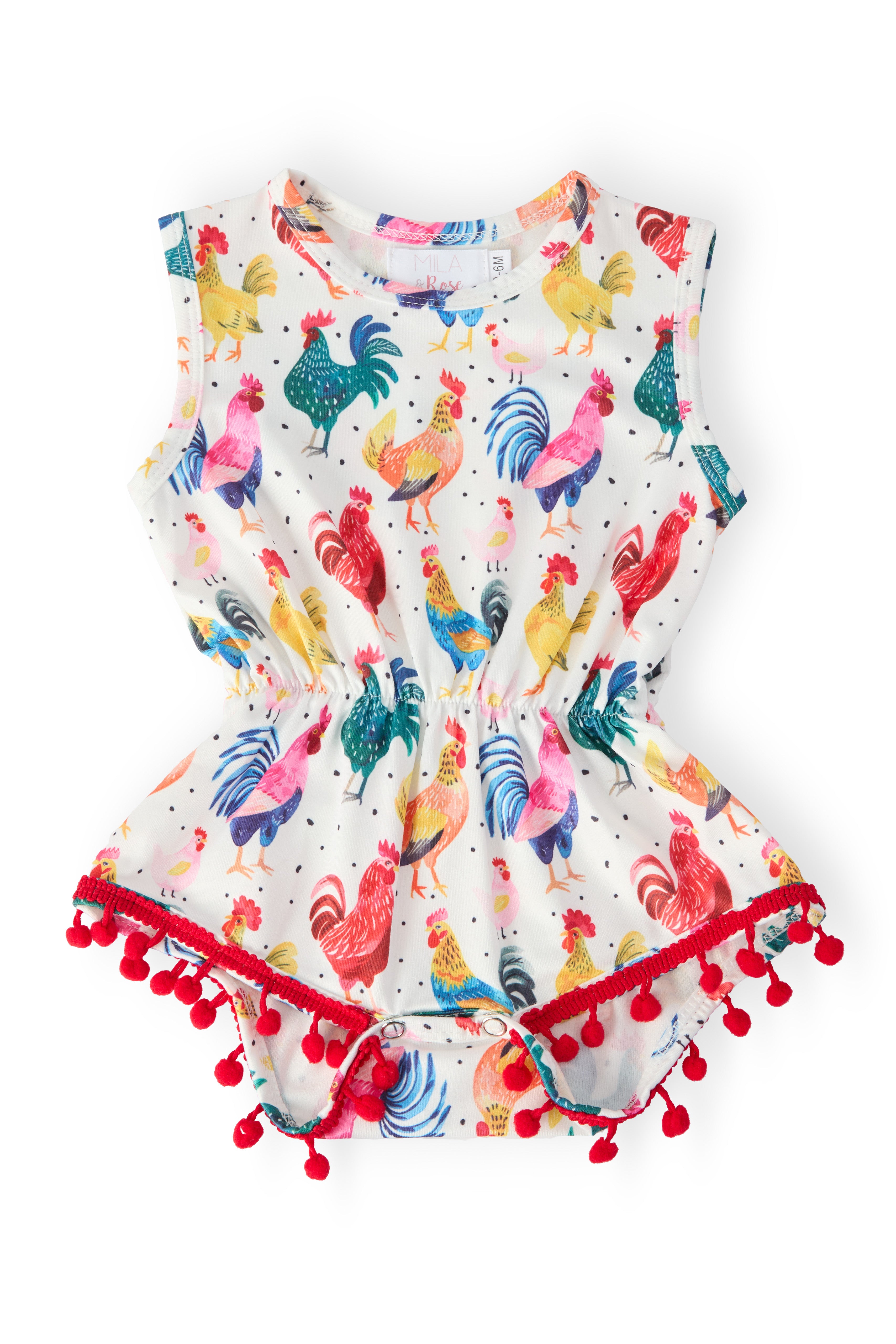Rooster Pom Pom Romper | Mila & Rose