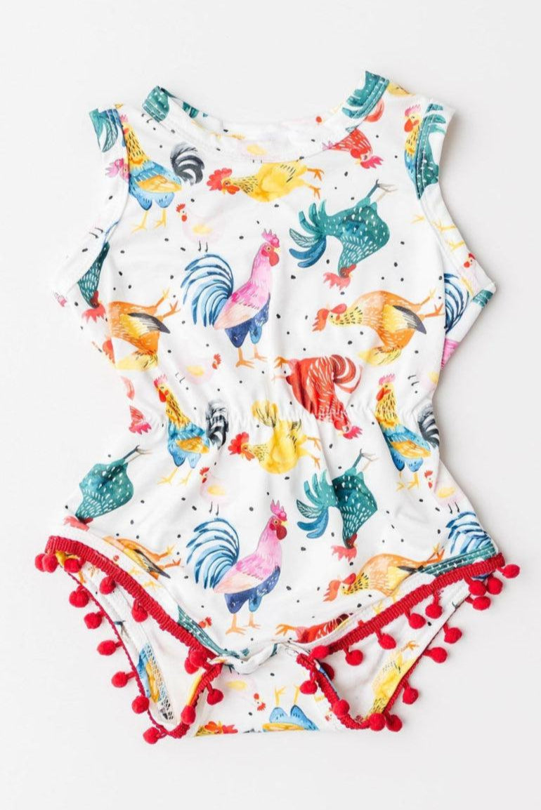 SALE Rooster Pom Pom Romper-Mila & Rose ®