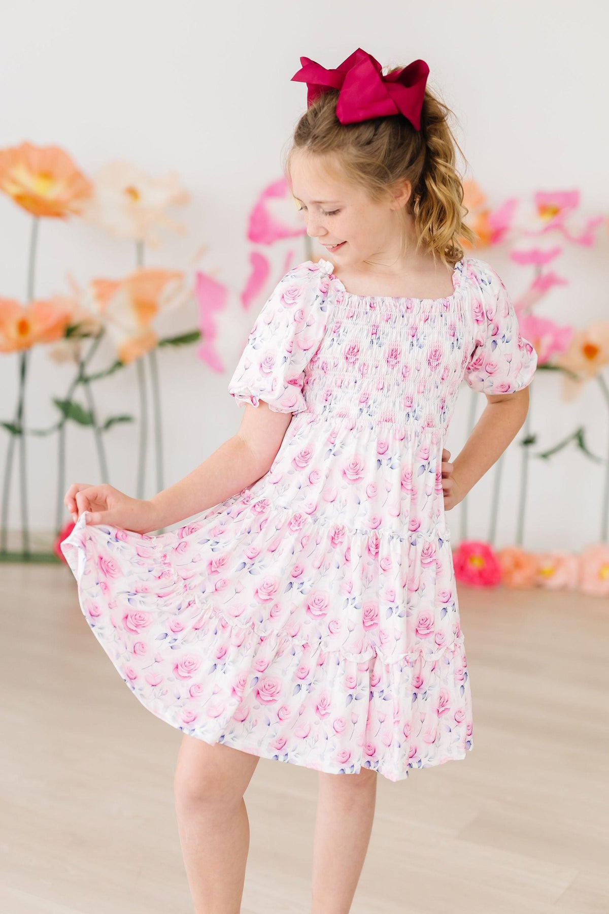 Girls' Rose Garden Smocked Ruffle Dress Size: 3T Toddler By Mila & Rose