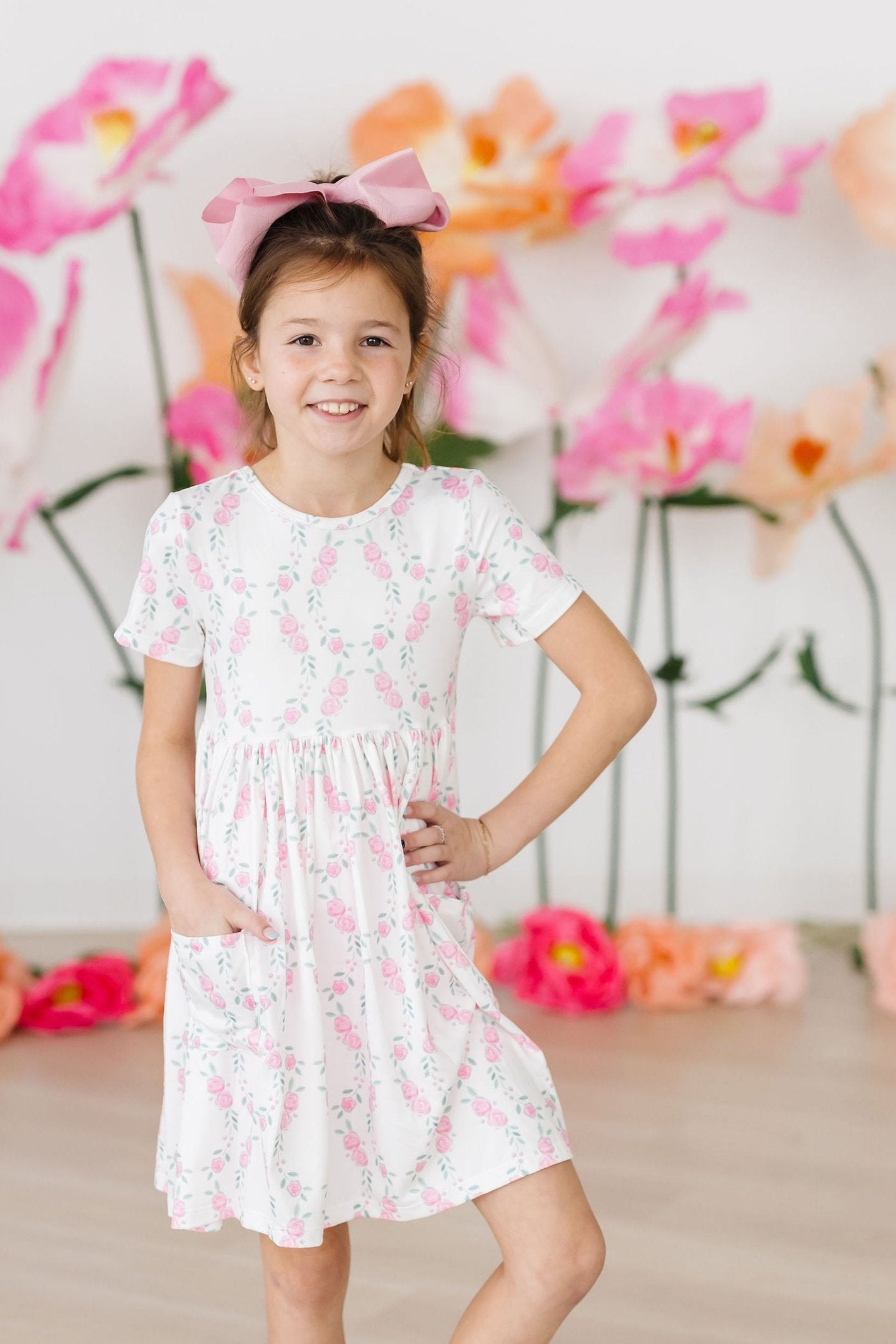Rosie Posie S/S Pocket Twirl Dress-Mila & Rose ®