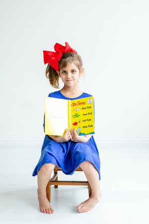 Royal Blue 3/4 Sleeve Pocket Twirl Dress-Mila & Rose ®