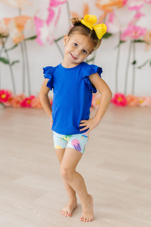 Royal Blue S/S Ruffle Tee-Mila & Rose ®
