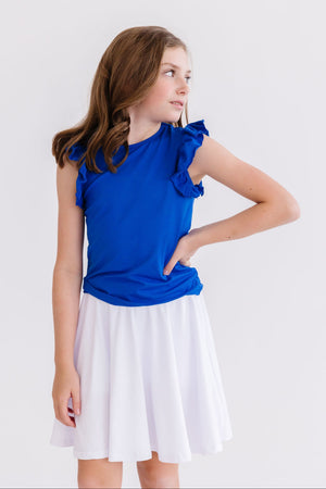 Royal Blue S/S Ruffle Tee-Mila & Rose ®