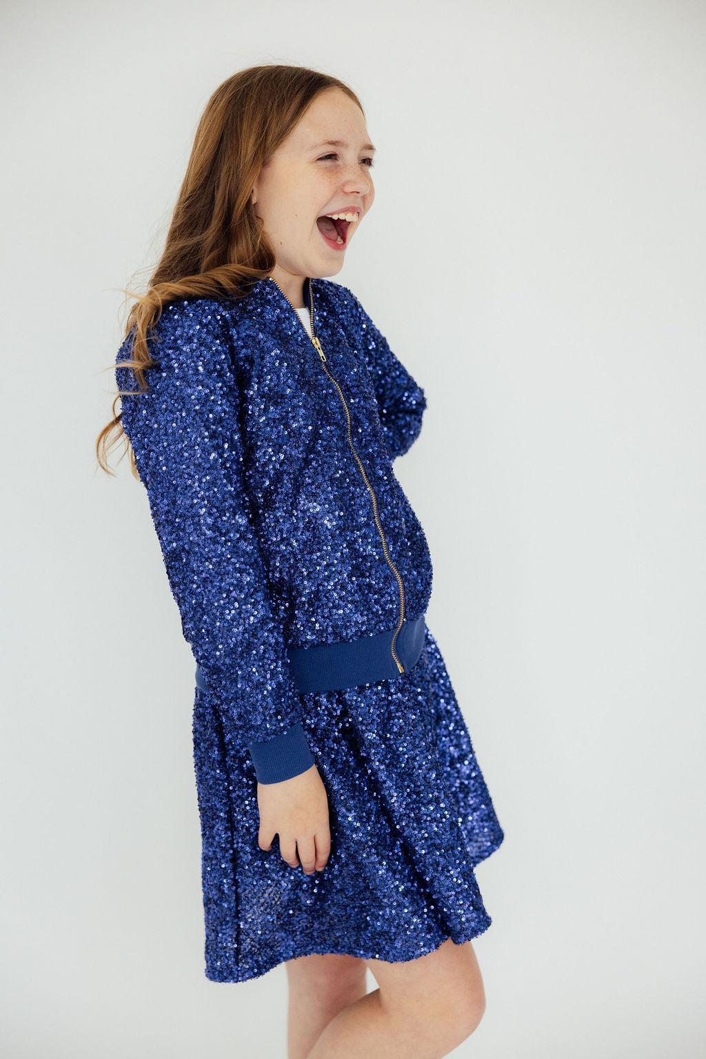 Girls' Royal Blue Sequin Jacket Size: 5/6 By Mila & Rose Girls' Royal Blue Sequin Jacket Size: 5/6 By Mila & Rose