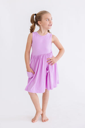 (S) Bright Lilac Tank Pocket Twirl Dress-Mila & Rose ®