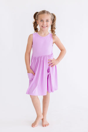 (S) Bright Lilac Tank Pocket Twirl Dress-Mila & Rose ®