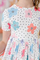 (S) Dots & Daisies S/S Pocket Twirl Dress-Mila & Rose ®