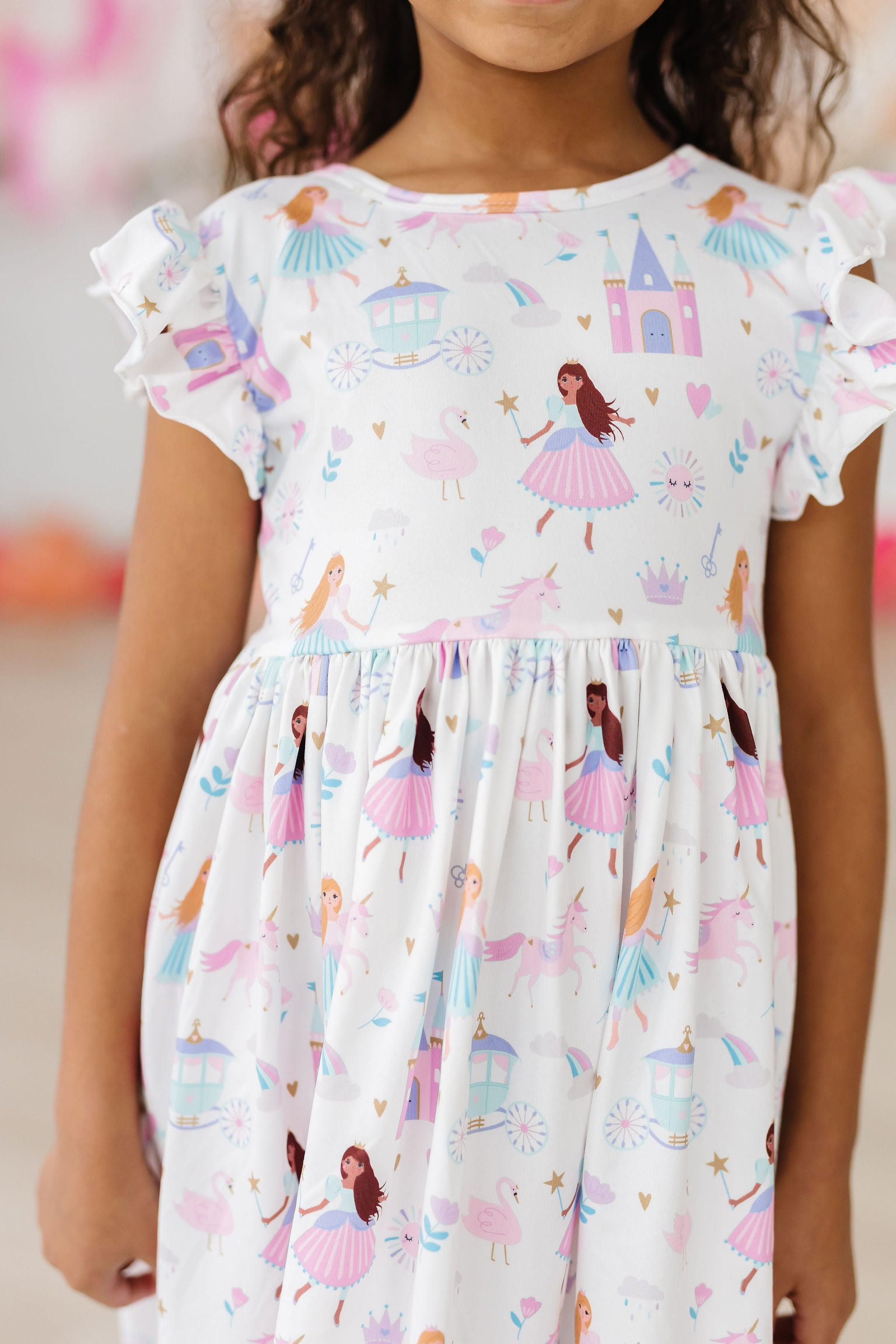(S) Fairy Princess Flutter Sleeve Twirl Dress-Mila & Rose ®