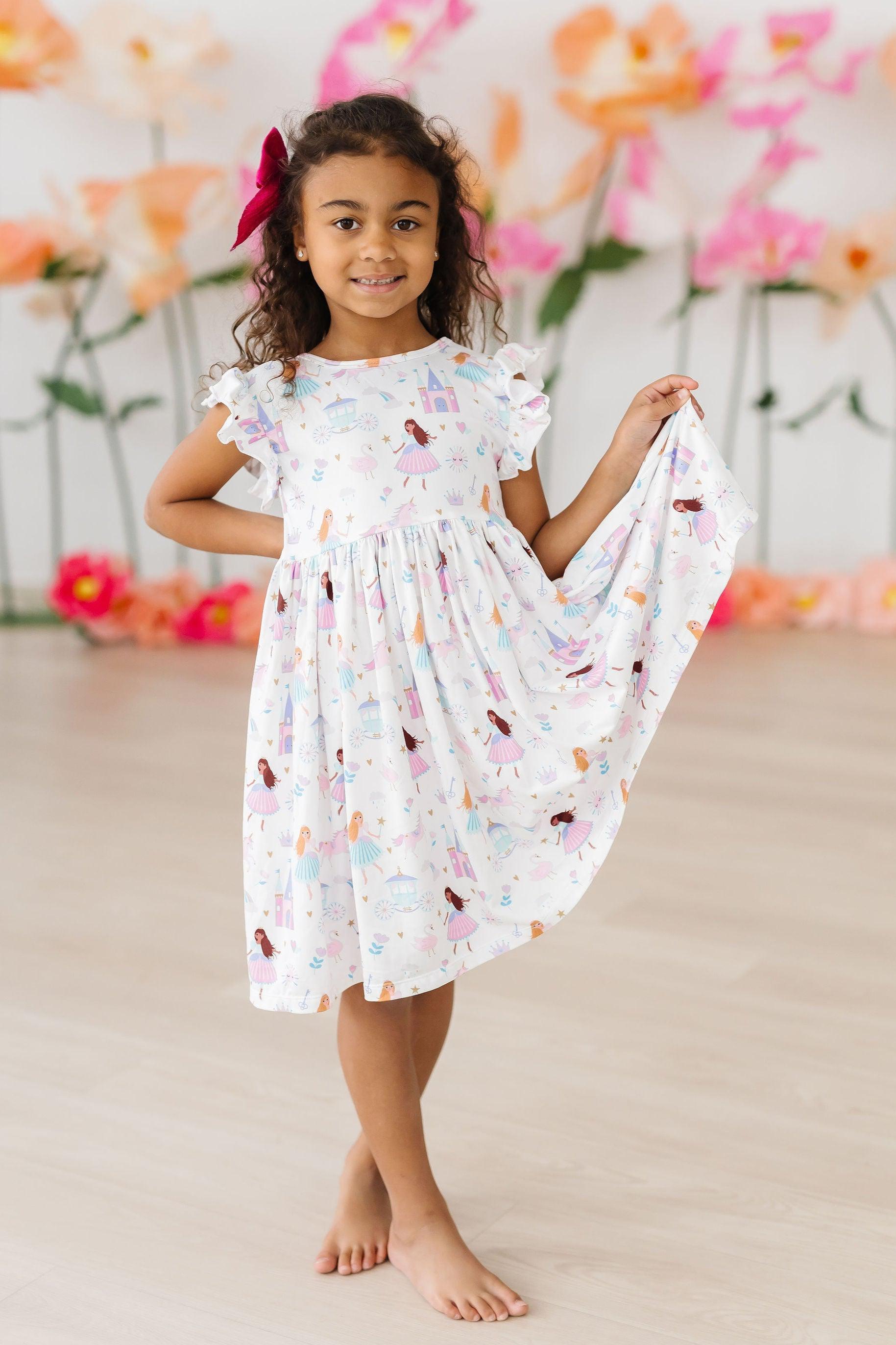 (S) Fairy Princess Flutter Sleeve Twirl Dress-Mila & Rose ®