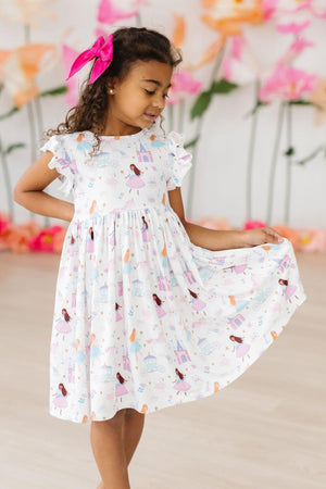 (S) Fairy Princess Flutter Sleeve Twirl Dress-Mila & Rose ®