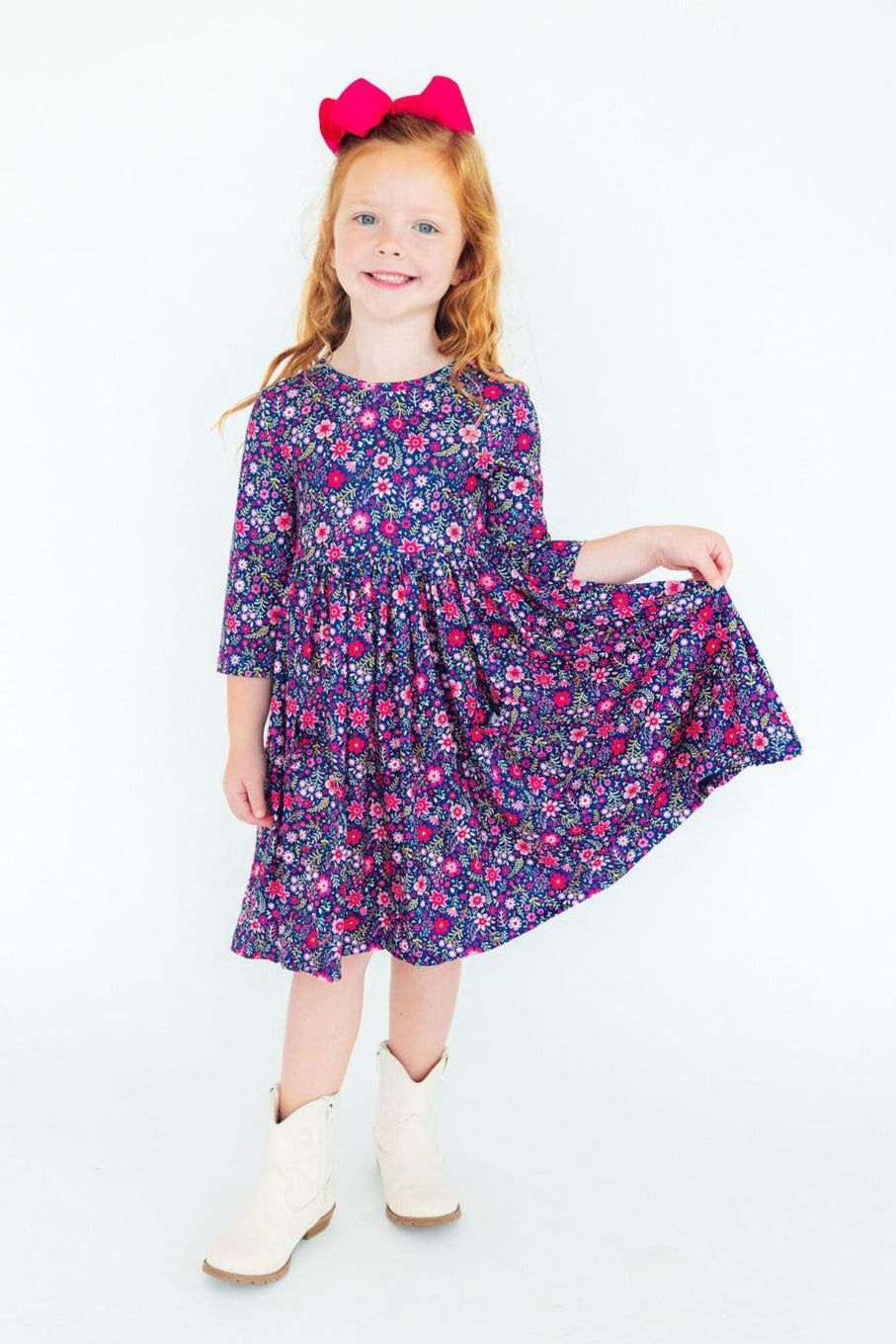 Flower Farm 3/4 Sleeve Pocket Twirl Dress 2T Flower Farm 3/4 Sleeve Pocket Twirl Dress 2T